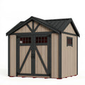 Abri de jardin 213 x 166 x 206 cm en résine beige et noir style grange