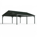 Carport 600 x 300 x 270 cm en acier noir avec toit à deux pans