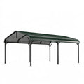 Abri voiture 600 x 300 x 270 cm acier gris anthracite et vert foncé toit cintré pour extérieur