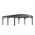 Abri voiture 600 x 300 x 270 cm en bois gris anthracite à toit arqué extérieur
