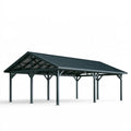 Abri voiture 600 x 300 x 270 cm en acier anthracite - toit incliné extérieur