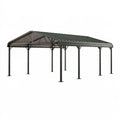 Abri voiture 600 x 300 x 280 cm en acier anthracite à toit rigide