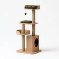 Arbre à chat 60 x 45 x 150 cm en bois beige et sisal avec niches plateformes et griffoirs