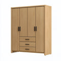 Armoire de rangement 160 x 55 x 200 cm en panneaux effet chêne naturel style contemporain pour chambre