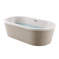Baignoire îlot 170 cm en acrylique blanc et beige - ovale moderne pour salle de bains