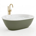 Baignoire îlot ovale 170 x 75 x 58 cm en acrylique vert olive et blanc style contemporain