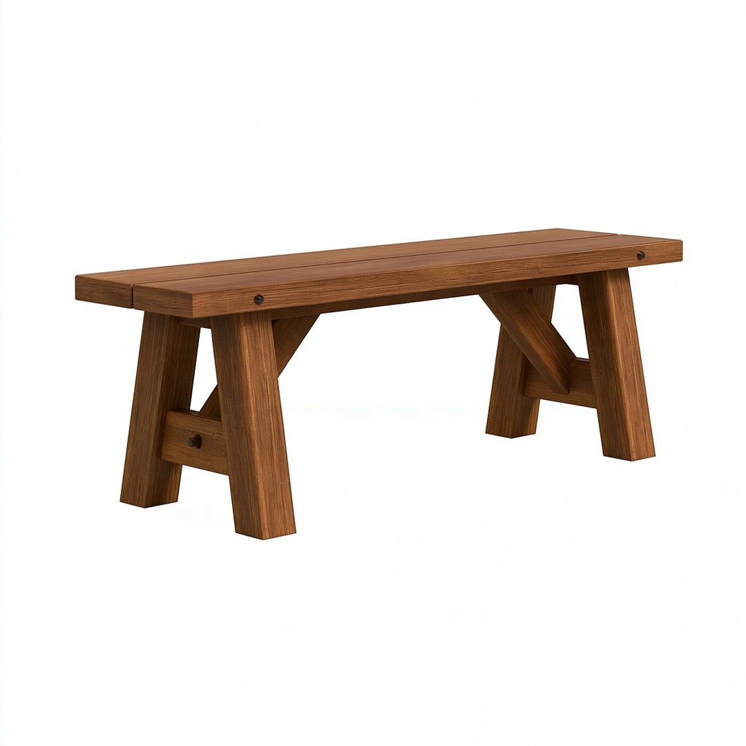 Banc 140 cm en bois brun - assise rustique pour intérieur