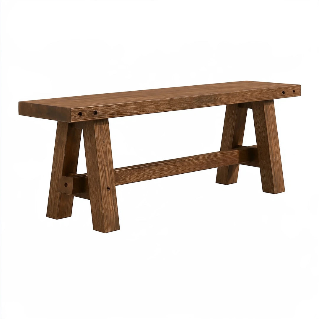 Banc 120 x 35 x 45 cm en bois brun style rustique pour intérieur