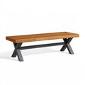 Banc de jardin 180 x 40 x 45 cm en bois brun et métal noir style industriel