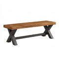 Banc 140 x 35 x 45 cm en bois marron et métal noir style industriel