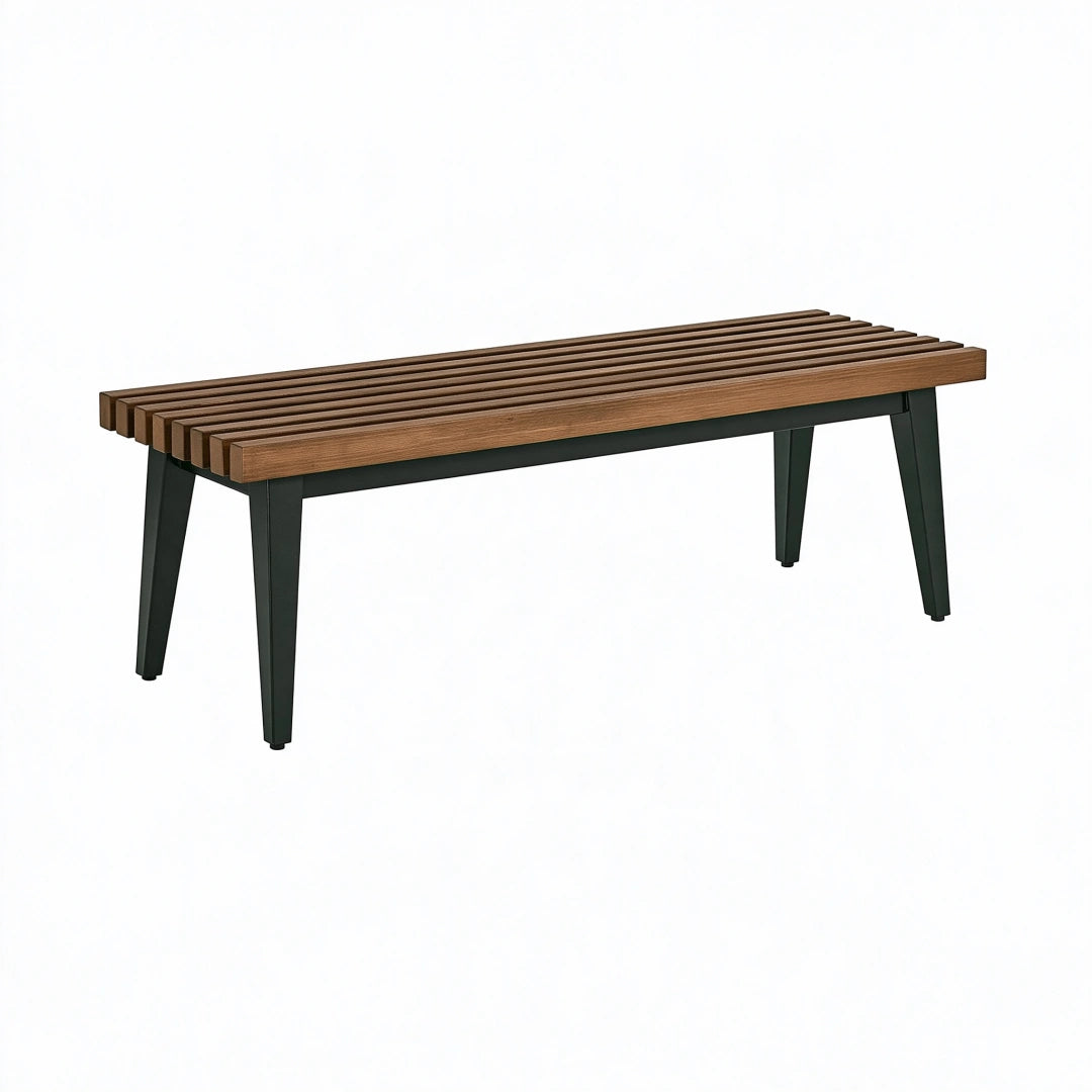 Banc 120 x 40 x 45 cm en bois marron et métal noir style industriel